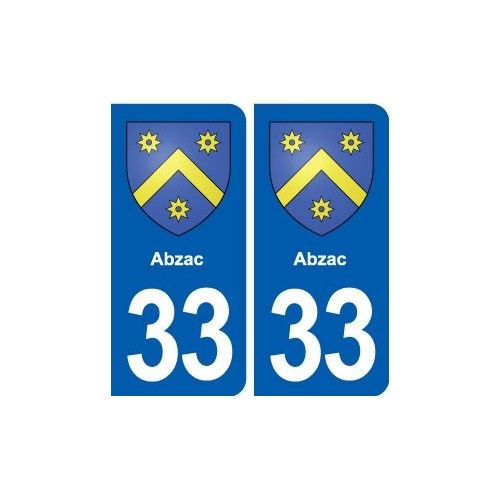 33 Abzac Blason Ville Autocollant Plaque Stickers - Arrondis - Noir