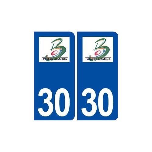 30 Bessèges Logo Ville Autocollant Plaque Stickers - Arrondis