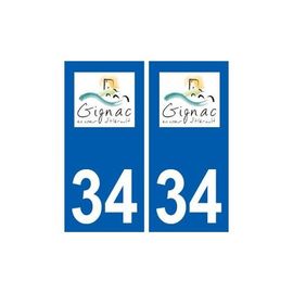 34 Gignac Logo Ville Autocollant Plaque Stickers - Droits