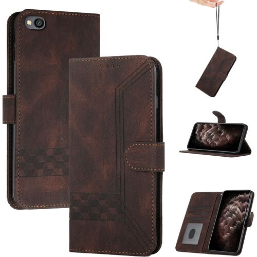 Coque iPhone 13,Coque Portefeuille Housse,Anti-Rayures TPU Portefeuille Emplacements Cartes Housse Fonction Stand pour iPhone 13-Brun