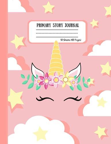 Primary Story Journal: Adorable Boho Flowers Unicorn Dotted Midline And Picture Space | 100 Story Pages Grades K-2 School Exercise Book
