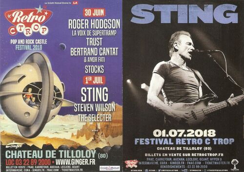 Flyer 10x15cm Imprimé Recto Verso 2018 / Sting ( Police ) Festival De Rock Trust Roger Hodson Cantat
