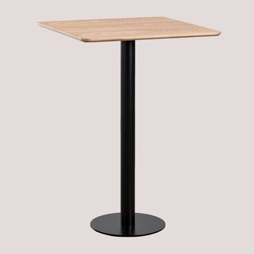 Table Haute De Bar Carrée En Placage De Frêne Frappe Noir ↔︎ 70 Cm
