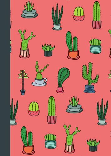 Cactus Notebook A4 Cute Large Cactus Composition Ruled College Notebook For Writing And Making Notes: Pretty Pink Neon Floral Lined Journal For Girls, 120 Pages