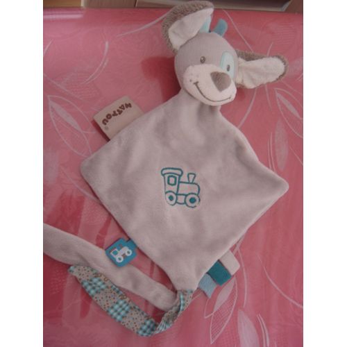 Doudou Plat Chien Imprimé Train Nattou