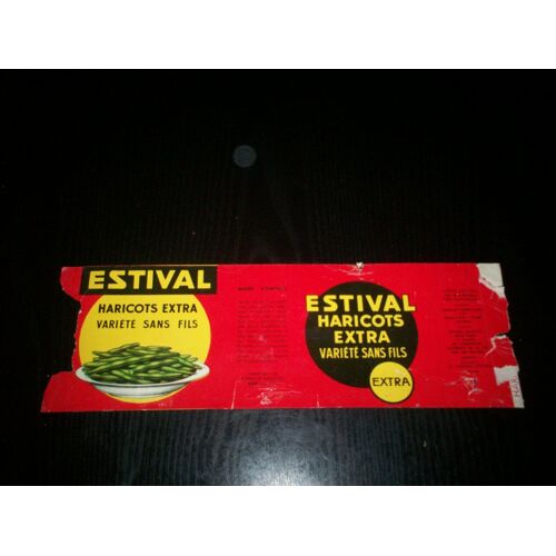 Étiquette Ancienne Haricots Extra Variété Sans Fils Estival