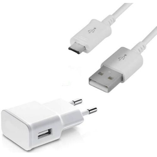 Kit Chargeur + Cable Usb / Micro Usb Blanc Pour Samsung Sony LG Wiko Huawei HTC Nokia Asus Archos TEENO