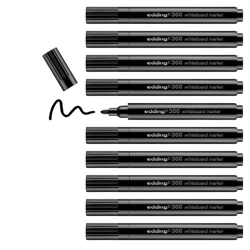 Edding Lot De 10 Marqueurs Pour Tableaux Blancs 366 Noir 1 Mm
