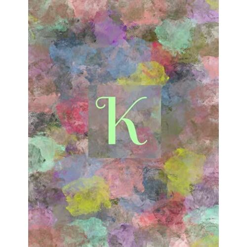 K: Monogram Initial K Notebook For Journaling Or Writing, 120 Lined Pages, 8.5 X 11: (Multicolor Abstract Design)