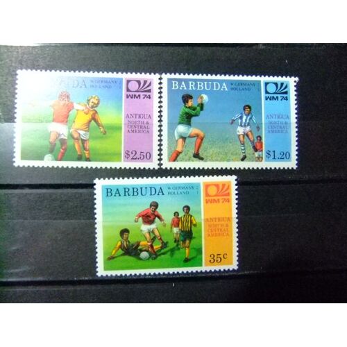 Barbuda 1974 Wold Cup 74 Munich Alemania Con Resultado Del Partido Yvert 165 / 167 ** Mnh