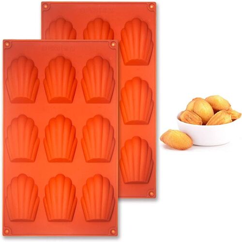 Lot De 2 Moules À Madeleine En Silicone Pour Madeleine (9 Cavités, Rouge)