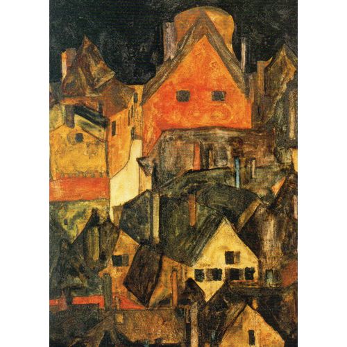 Carte Postale Xx Eme Siecle - Theme Musees Peintures -Egon Schiele - Krumlov At Night - Art Centrum Cesky Krumlov - Republique Tcheque 10.50 Cm X 14.50 Cm