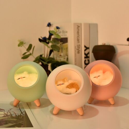 Lampe Led Avec Haut-Parleur, Chat Mignon, Veilleuse Tactile À Intensité Réglable, Lampe De Chevet, Chambre À Coucher, Cadeau De Vacances