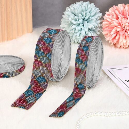 Ruban De Diamant En Cristal Strass, Autocollant Auto-Adhésif De Décoration De Voiture, Autocollants De Gemmes En Cristal À Paillettes