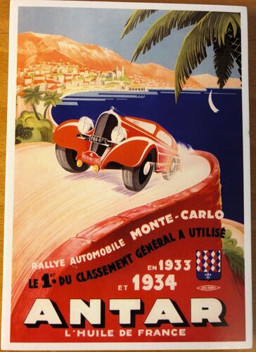 Antar - 1934 - Rallye Monte-Carlo - 10x15cm - Carte Postale