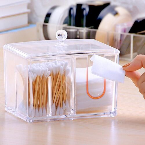 Boîte de rangement en acrylique avec couvercle, boîte de rangement transparente pour maquillage, cosmétiques, conteneur de bureau, bijoux, tampons, étui organisateur