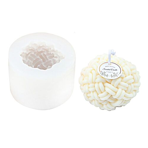 Moule De Bougie En Boule De Laine 3d, Moule De Cire De Boule De Fil Rond, Moule De Gypse En Silicone Souple, Décoration De Gâteau Fondant À Faire Soi-Même