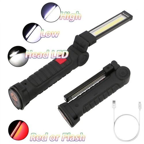 Lampe De Poche Magnétique À Led Cob Pour Le Travail, Imperméable, Tactique, Rechargeable, Torche Suspendue, Pour L'extérieur, Camping, Randonnée, Fournitures