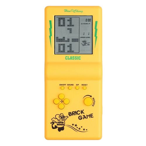 Console de 3,5 Pouces avec Grand écran, idéale pour Jeux de Construction, Chars et Courses, avec 23 Jeux Classiques intégrés et Puzzles nostalgiques (Jaune)