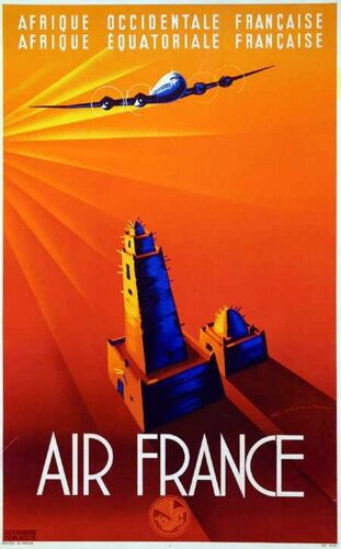 Air France - Afrique Occidentale Maurus - 50x70cm - Affiche / Poster Envoi En Tube