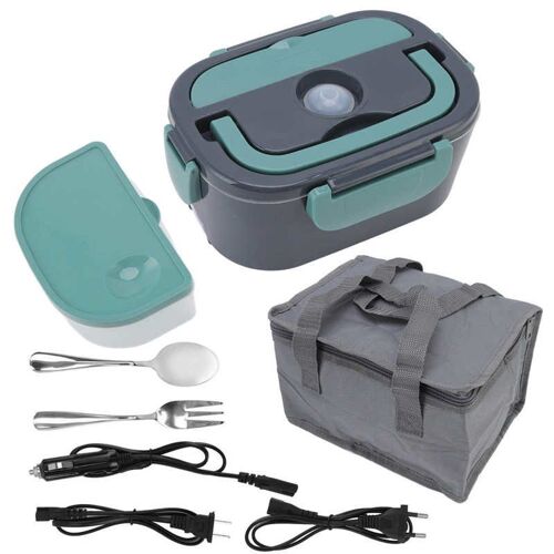 Boîte À Lunch Électrique 40w, Capacité De 1,5 L, Récipient En Acier Inoxydable, 2 Câbles De Charge, Poignée Portable, Boîte À Lunch Chauffante