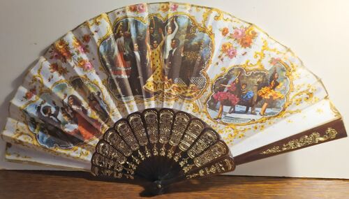 Eventail Espagnole vintage "danseurs et danseuses"