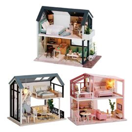 Kit De Construction Miniature Led En Bois Avec Meubles Maison De Poupée Puzzle 3d Cadeau Pour Enfants Et Adultes