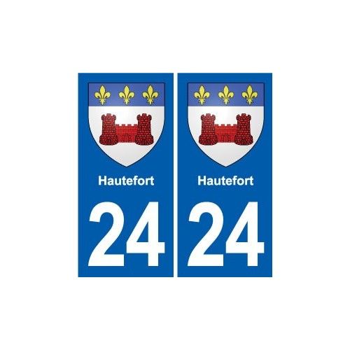24 Hautefort Blason Autocollant Plaque Stickers Département - Droits - Noir