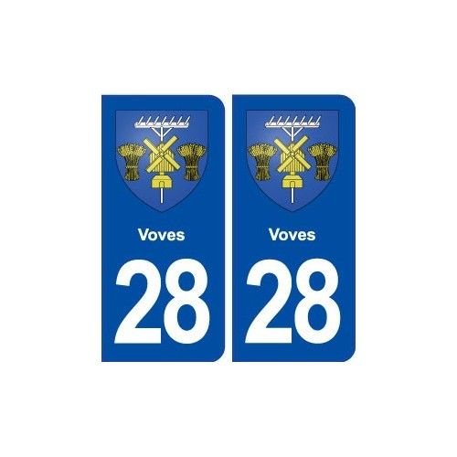 28 Voves Blason Autocollant Plaque Stickers Ville - Arrondis