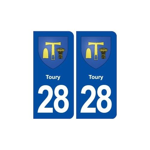 28 Toury Blason Autocollant Plaque Stickers Ville - Arrondis