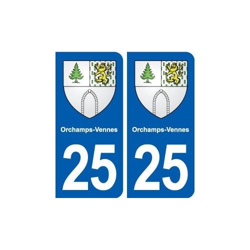 25 Orchamps-Vennes Blason Autocollant Plaque Stickers - Arrondis