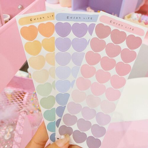 Autocollant Mignon En Forme De Coeur D'amour, Étiquette Autocollante Décorative Pour Scrapbooking, Papeterie Kawaii Pour Album Journal Intime, 3 Pièces/Lot