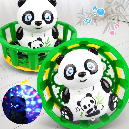 Panda Rotatif Électrique, Panier Avec Projection Led, Jouet, Robot Électronique, Éducatif, Musique, Cadeau D'anniversaire Pour Enfants