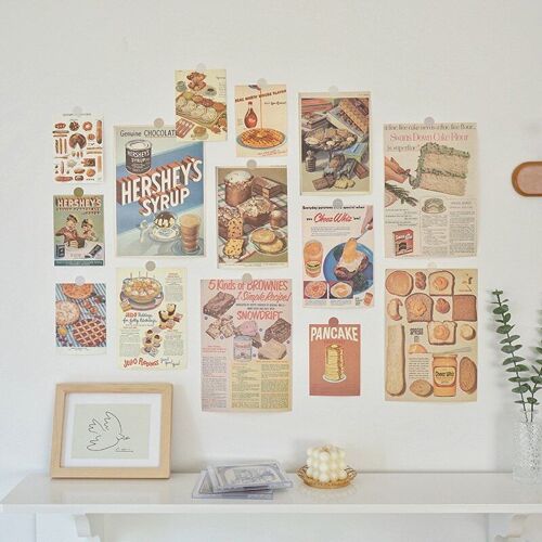 Ensemble De Cartes Postales Pour Gâteaux Bonbons, 14 Feuilles, Art Décoratif Anglais Mignon, Autocollants Muraux Créatifs, Accessoires Photo