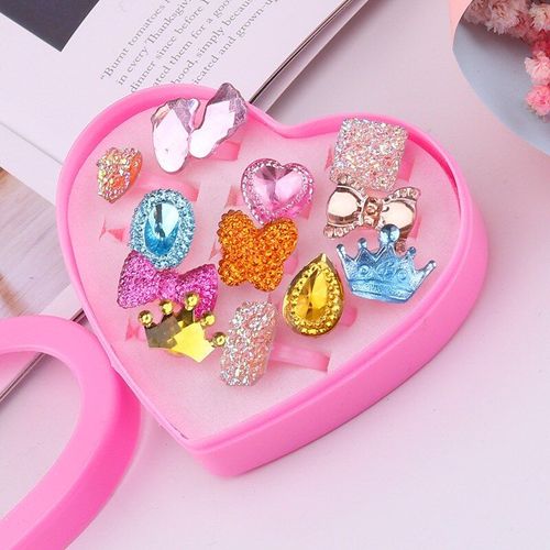 Jouet Pour Bébé, Bagues En Plastique/Résine Rose, Cadeau De Journée Pour Enfant, Bague En Forme De Fleur D'animal, Bijou Ajustable, Bagues De Princesse Pour Fille