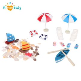 Parapluie De Plage, 13 Pièces/Ensemble, Chaise Longue Miniature, Kits De Coquillages De Bateau Pour Maison De Poupée, Scènes De Vie, Décoration, Accessoire De Décoration D'aquarium