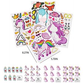 Autocollants De Bricolage Pour Enfants, 24 Pièces/Ensemble, Puzzle, Visage, Licorne, Animal À Assembler, Reconnaissance, Jouet Éducatif