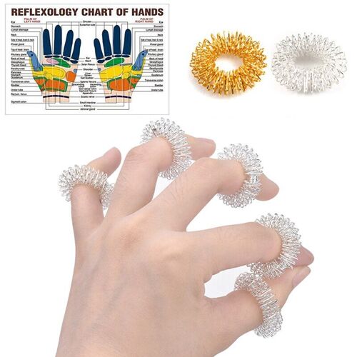 Anneau De Massage Des Doigts En Acier Inoxydable, 10 Pièces, Acupuncture, Thérapie, Relaxation Du Sang
