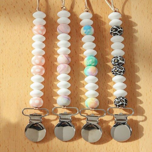 Clips De Sucette En Silicone Pour Bébé, Jouets De Dentition Pour Nouveau-Né, Collier Chaîne Factice, Bracelet Pour Bébé, Cadeau, Accessoires À Mâcher