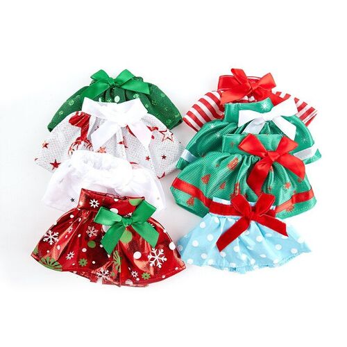 Mini vêtements de poupée elfe de noël, 1 pièce, jupe à noeud, accessoires pour cadeaux de noël pour enfants