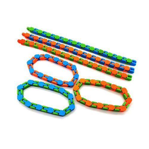 Bracelet De Vélo En Plastique Pour Enfants Et Adultes, Jeu De Puzzle, Jouet De Décompression, Serpent, Joli Cadeau, Jouets Éducatifs, Chaîne De Vélo En Plastique, Amusant, 3 Pièces/Ensemble
