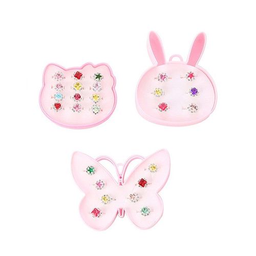 12/8/6pcs Bébé Jouets Chat Lapin Forme Gem Anneau Pour Les Filles Kawaii Enfants Anneaux Alliage Enfants Accessoires De Bijoux Bague De Princesse