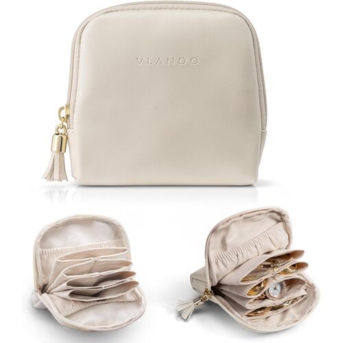 Jexnovashop-Boîte À Bijoux De Voyage Avec Franges, Boîte À Bijoux De Voyage À 6 Couches Pour Femme Et Fille, Porte-Monnaie, Étui De Voyage En Cuir Synthétique, Boucles D'oreilles, Colliers, Montres,