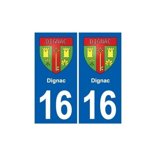 16 Dignac Blason Ville Autocollant Plaque Sticker - Droits