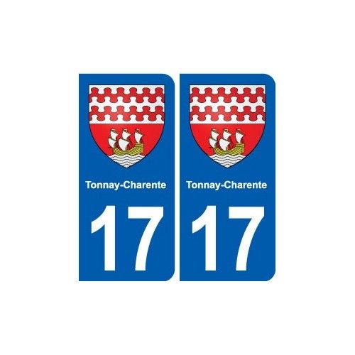 17 Tonnay-Charente Blason Ville Autocollant Plaque Sticker - Arrondis