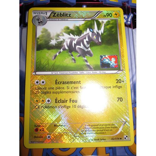Carte Pokémon 43 / 114 Zéblitz 90 Pv Reverse Noir & Blanc Promo Ligue