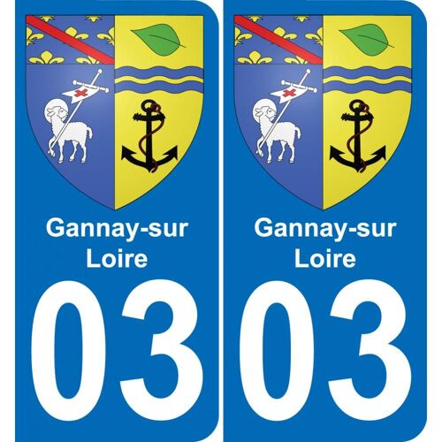 03 Gannay-Sur-Loire Autocollant Sticker Plaque Immatriculation Auto Ville - Arrondis