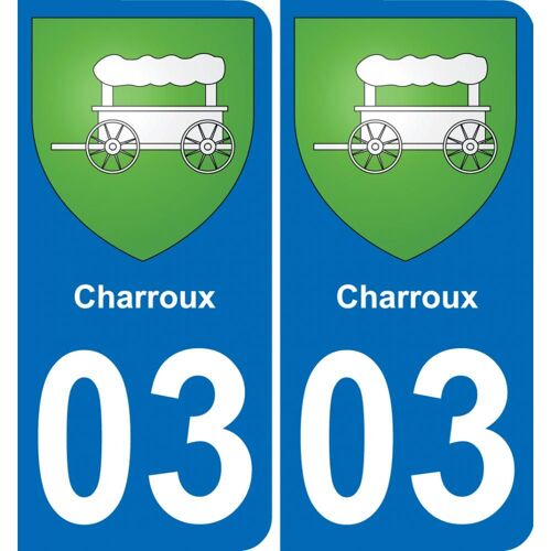 03 Charroux Autocollant Sticker Plaque Immatriculation Auto Ville - Arrondis