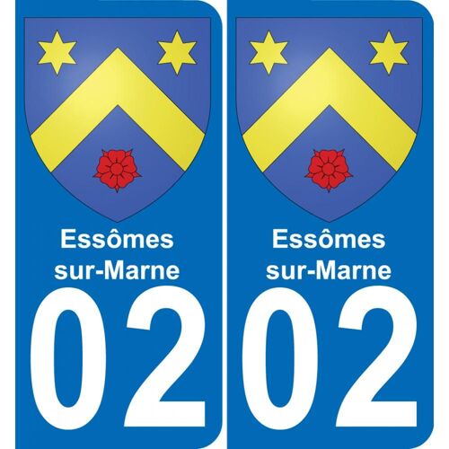 02 Essômes-Sur-Marne Autocollant Sticker Plaque Immatriculation Auto Ville - Arrondis