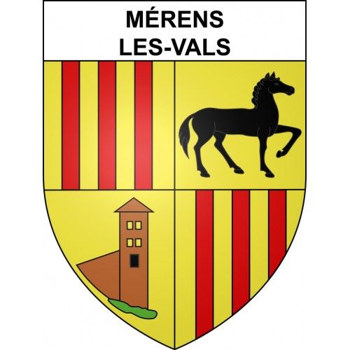 Mérens-Les-Vals 09 Ville Sticker Blason Écusson Autocollant Adhésif - 8 Cm